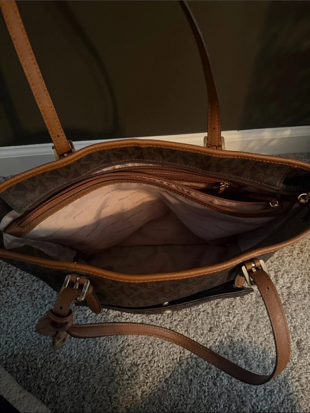 Michael Kors Dark Brown Monogram Jet Set Tote with Snap Front Card Holders - Picture 7 of 7